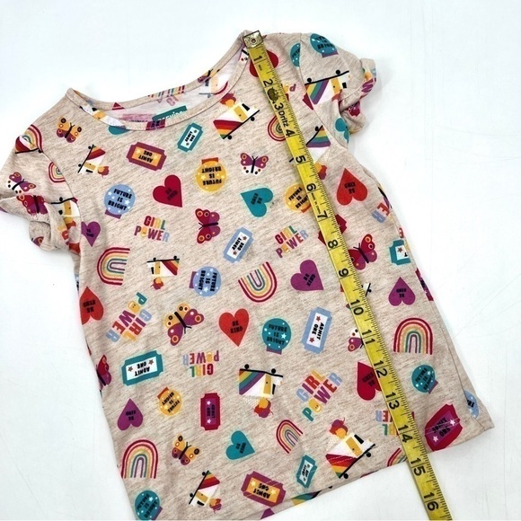365 KIDS Girl's Tan & Colorful Print Short Sleeve Casual Top Size 4 - Picture 7 of 8